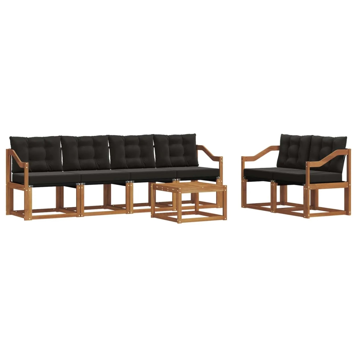 vidaXL Outdoor-Sofagarnitur mit Kissen 7-Tlg Natur und Schwarz 3368435