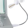 Weißer CMI USB-Ventilator (Ø 8,5 cm) mit LED-Lichtern am Laptop.