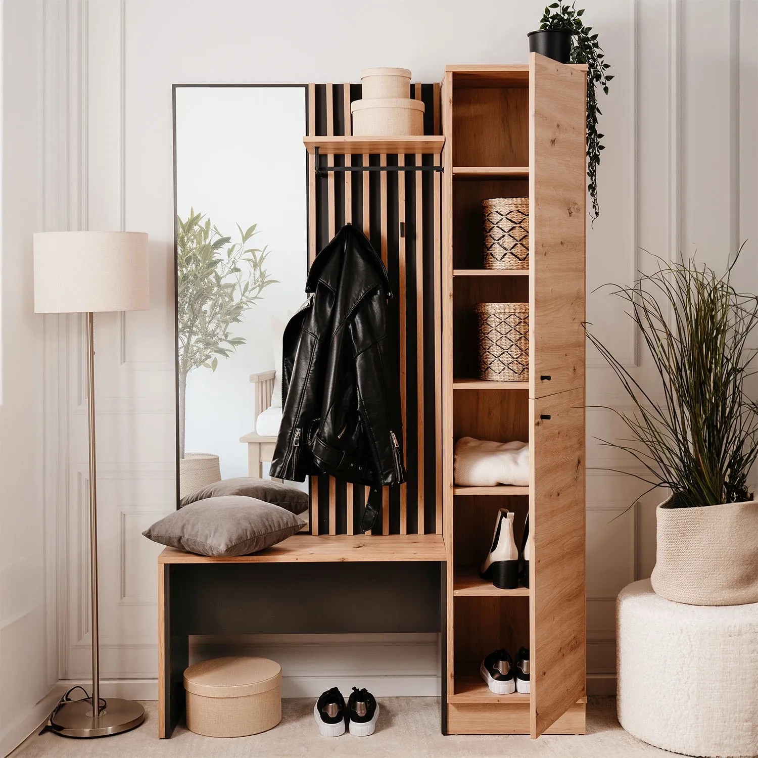 Homestyle4u Garderobe Industrial Flurgarderobe Sitzbank Garderobenpaneel_2