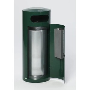 PROREGAL Kombiascher Mit Einflügeltür Ascher Innen 70 Liter HxBxT 104,5 x 42 x 42 cm Verzinkter Stahl Grün