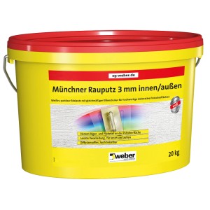Eimer Weber Münchner Rauputz, 3 mm Körnung, für Innen- und Außenbereich.