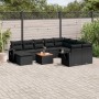 Schwarze 11-tlg. vidaXL Garten-Sofagarnitur aus Poly Rattan mit Kissen und Tisch für Terrasse oder Garten.