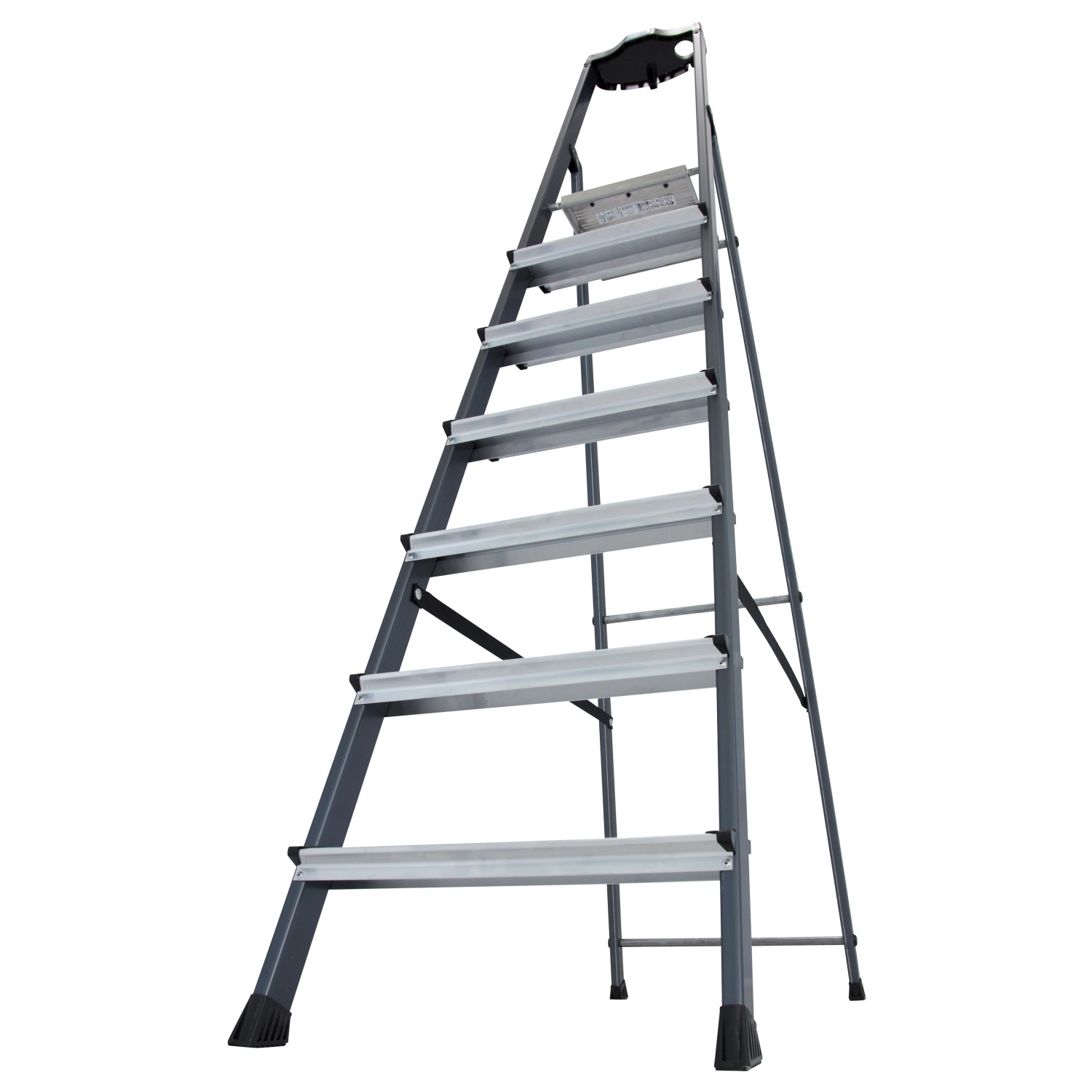 Krause Stehleiter Securo 7 Stufen Eloxiert 210 cm x 53 cm x 128 cm