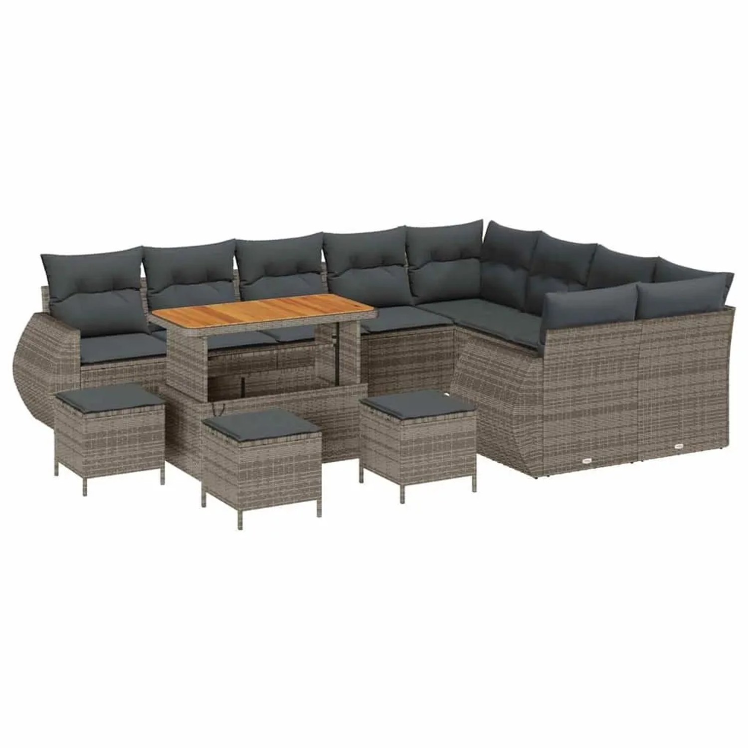 vidaXL Gartensofa-set mit Kissen mit Speicher 13-Tlg Grau Poly-Rattan 33638 günstig online kaufen