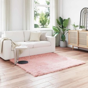 vidaXL Kunstschaffell Teppich Tafalla Rosa 120 x 120 cm Polyester 42021553