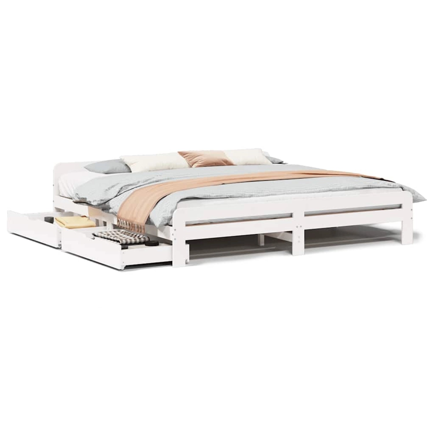vidaXL Massivholzbett ohne Matratze Weiß 200x200 cm Kiefernholz 3309027 günstig online kaufen