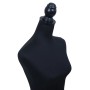Schwarzer weiblicher Schneiderpuppen-Torso mit Stoffbezug und Holzknauf. Ideal für Näharbeiten und Präsentation.
