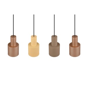 Trio Pendelleuchte Agudo, 4-flammig, Multicolor: Hängelampe in Beige, Coffee, Taupe und Schwarz.