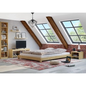 Erst-Holz Flaches Futon-Doppelbett Bodenbett 140 x 200 cm Kiefer Modell 51 ohne Zubehör