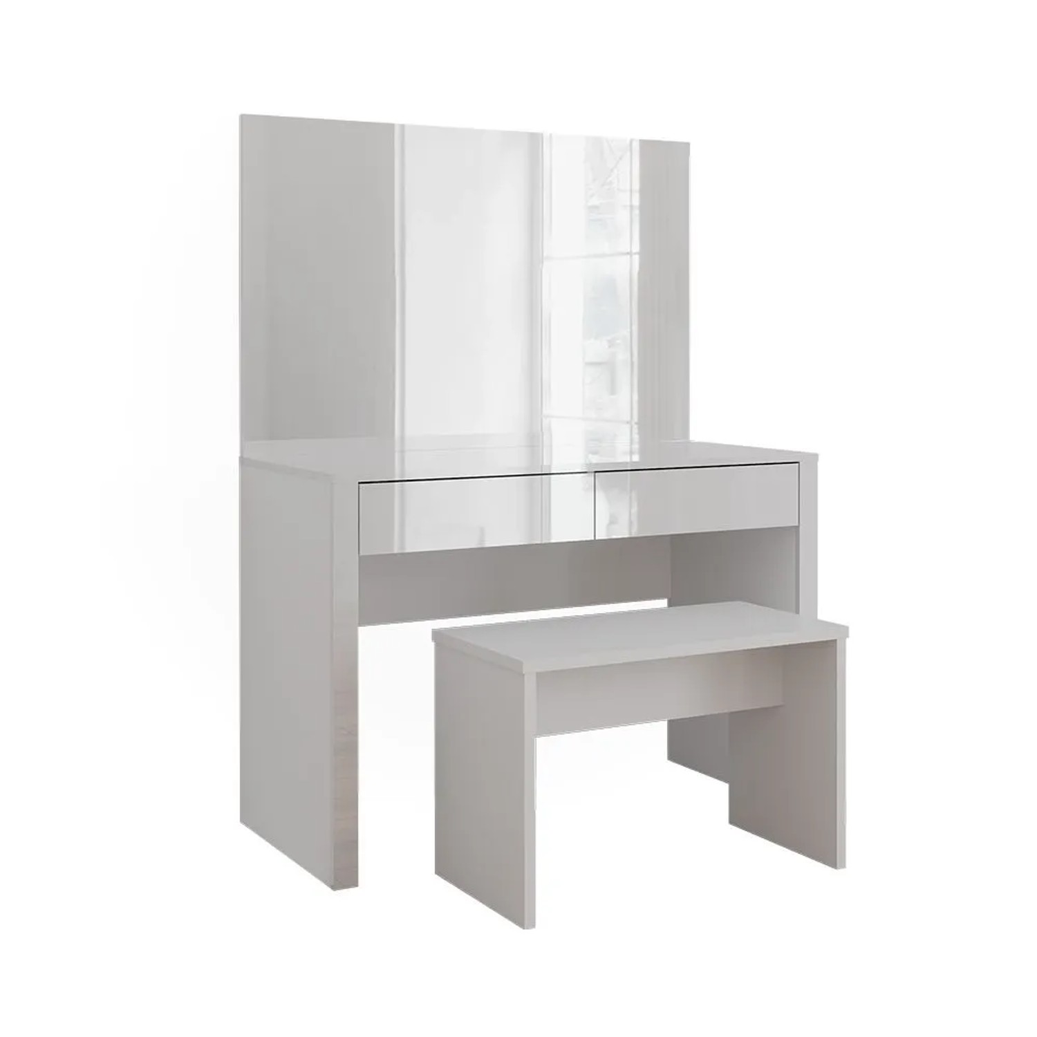 Vicco Schminktisch Annabelle Weiß Hochglanz/Weiß 110 x 146 mit Spiegel und Bank
