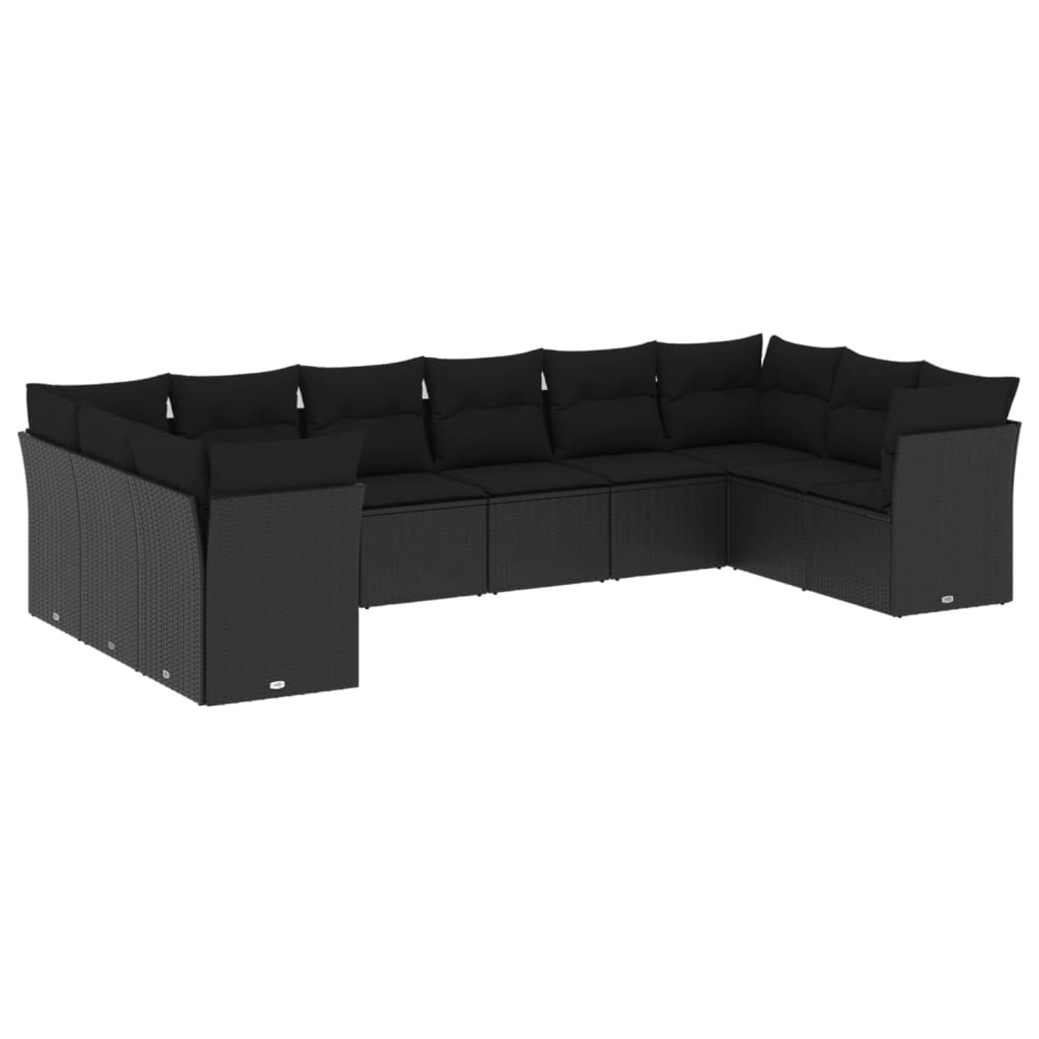 vidaXL 10-tlg Garten-Sofagarnitur mit Kissen Schwarz Poly Rattan Modell 27 günstig online kaufen