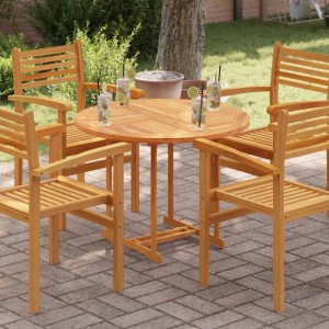 vidaXL Tischplatte Massivholz Teak Rund 2,5 cm 90 cm 48987