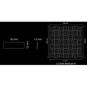 Detailansicht: ALLOY Mosaikfliese Edelstahl Marine Gebürstet Grau Basketweave, Maße.