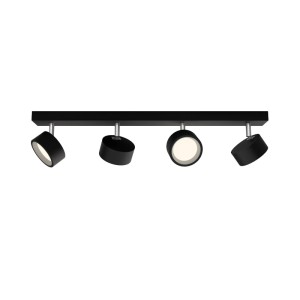Philips Bracia 4-flammige LED-Spotleuchte in Schwarz. Verstellbare Spots mit warmweißem Licht.