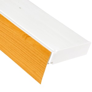 Bestlivings Gardinenschiene 330cm mit Blende in Eiche Dekor und weißer Schiene.