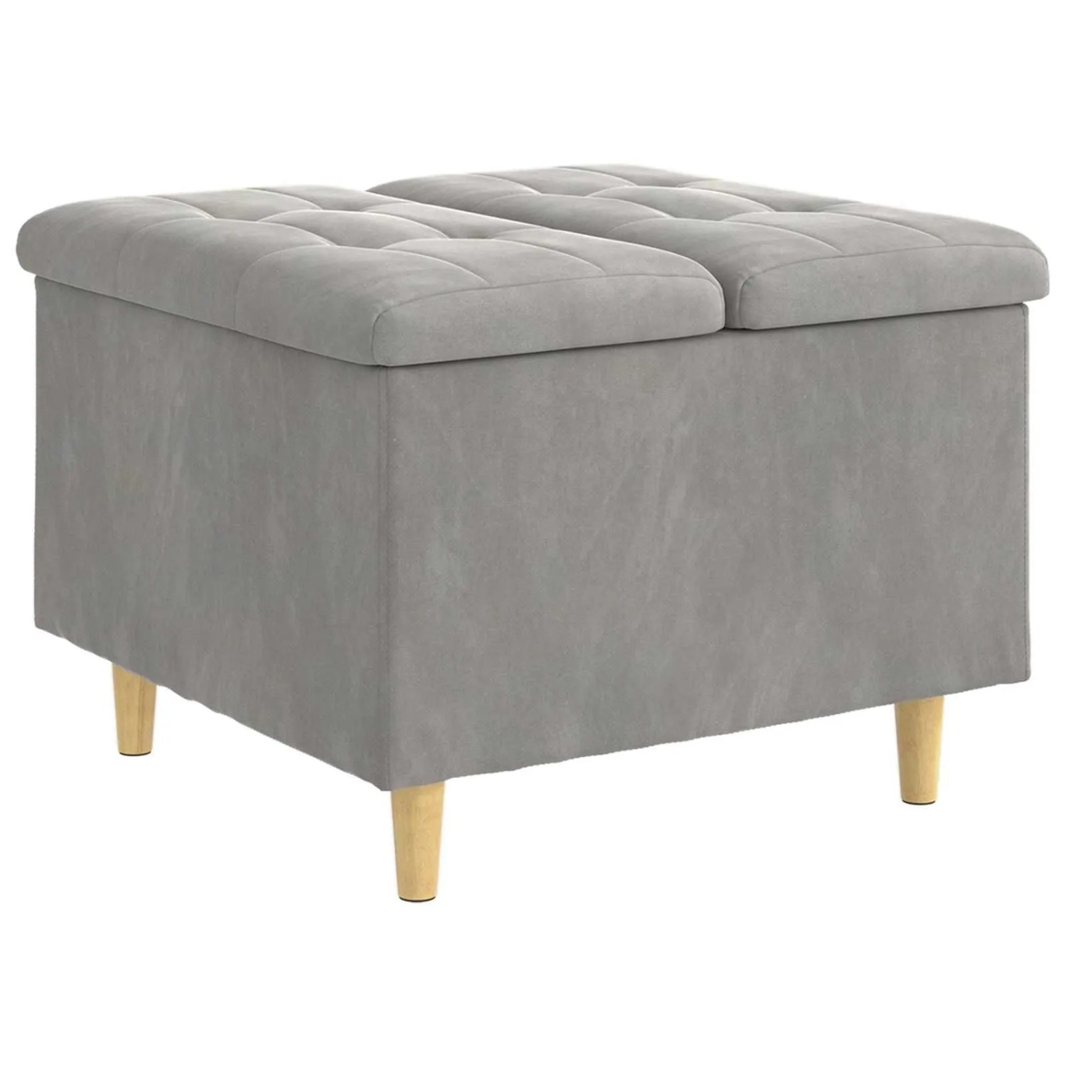vidaXL Aufbewahrungsottomane mit Kissen Hellgrau 60 x 60 x 45 cm Samt 876825