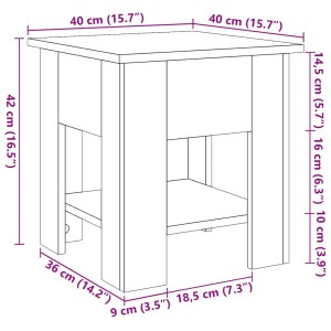 vidaXL Couchtisch in Altholz-Optik, quadratisch, 40x40x42 cm, aus Holzwerkstoff.