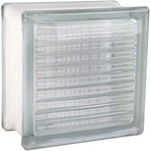 Klarer Glasstein mit Kreuzmuster, 14,5x14,5x8 cm, für Innen- und Außenbereich.