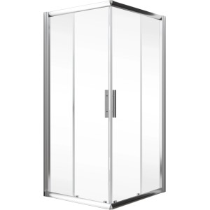 Schulte Eckeinstieg 90x80cm, Kristall/Trend Chromoptik, klare Glas Duschkabine.