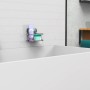 Eisl Duschablage aus Edelstahl, ohne Bohren montiert, mit Shampoo und Duschgel.