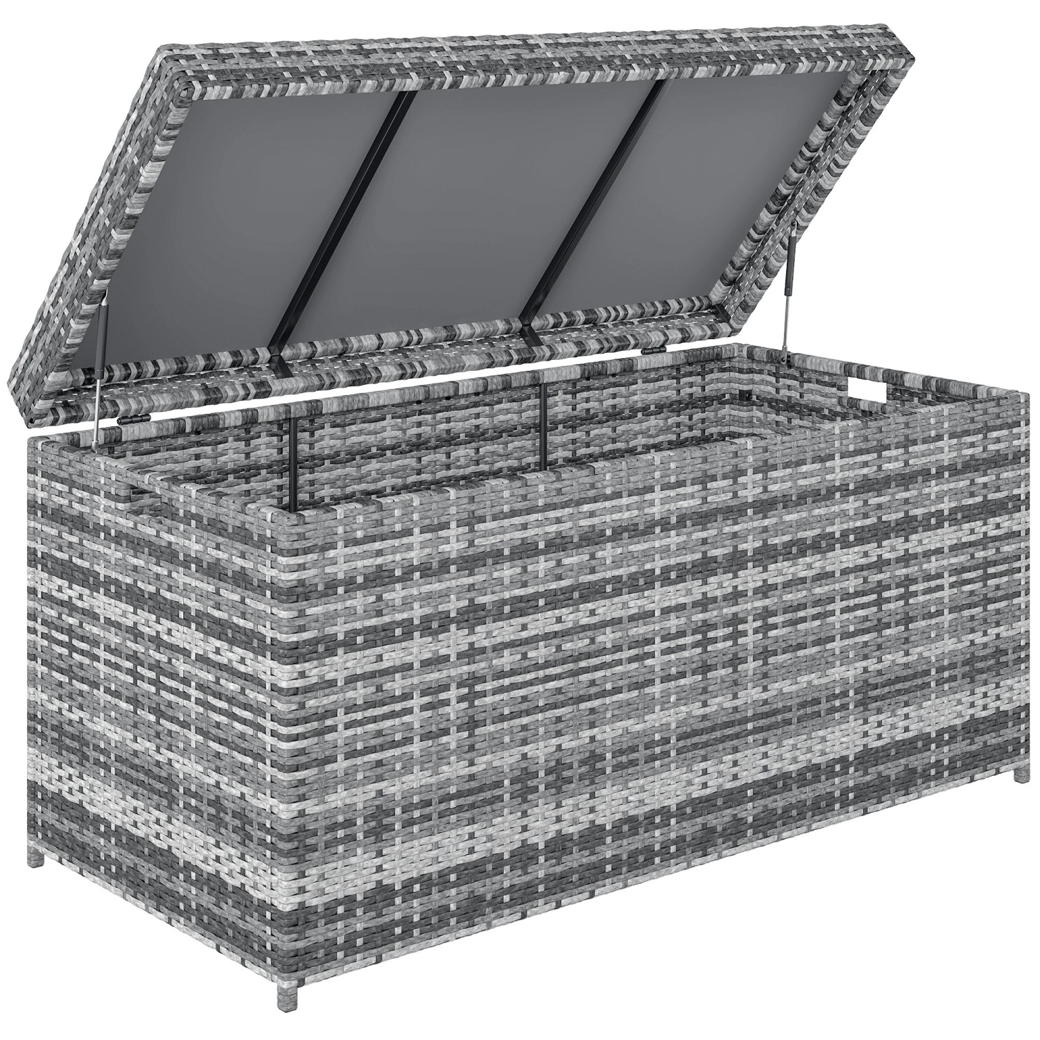 Outsunny Rattan Auflagenbox Stahl  PE-Rattan 130L x 61B x 65H cm Dunkelgrau