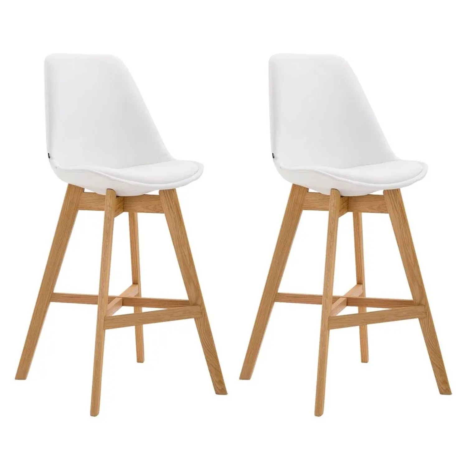 DELUKE 2er Set Barhocker DUMIR Kunstleder Weiß 48x56x112cm Barstuhl Mit Lehne Tresenhocker Tresenstuhl