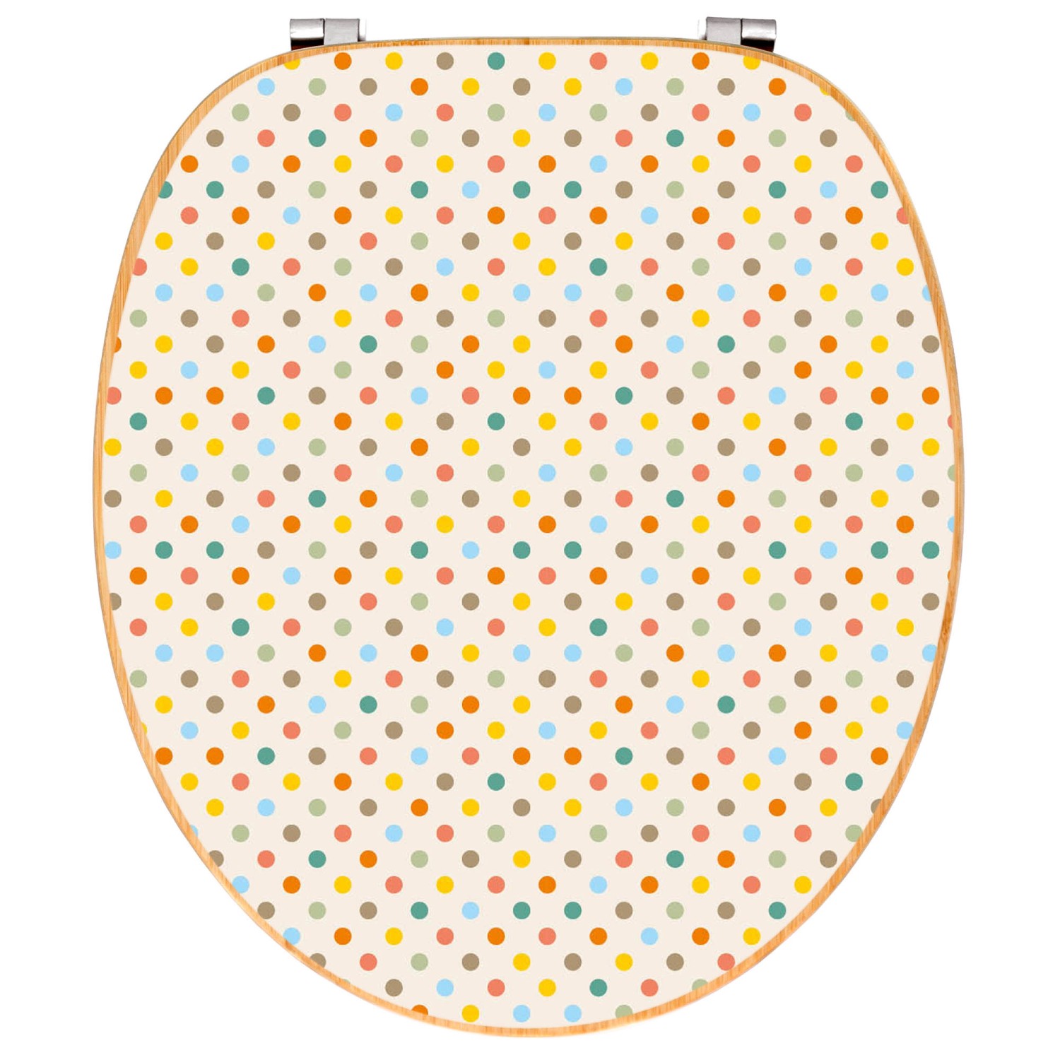 Banjado WC-Sitz aus Bambus mit bunten Punkten. Toilettendeckel für Standard WC-Becken.