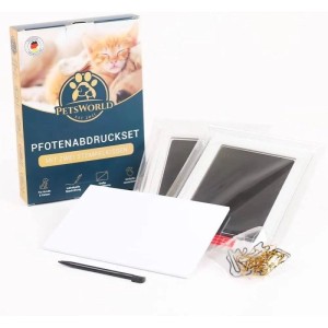 Petsworld Pfotenabdruck-Set für Baby & Haustier mit Stempelkissen, Papier, Stift und Büroklammern.