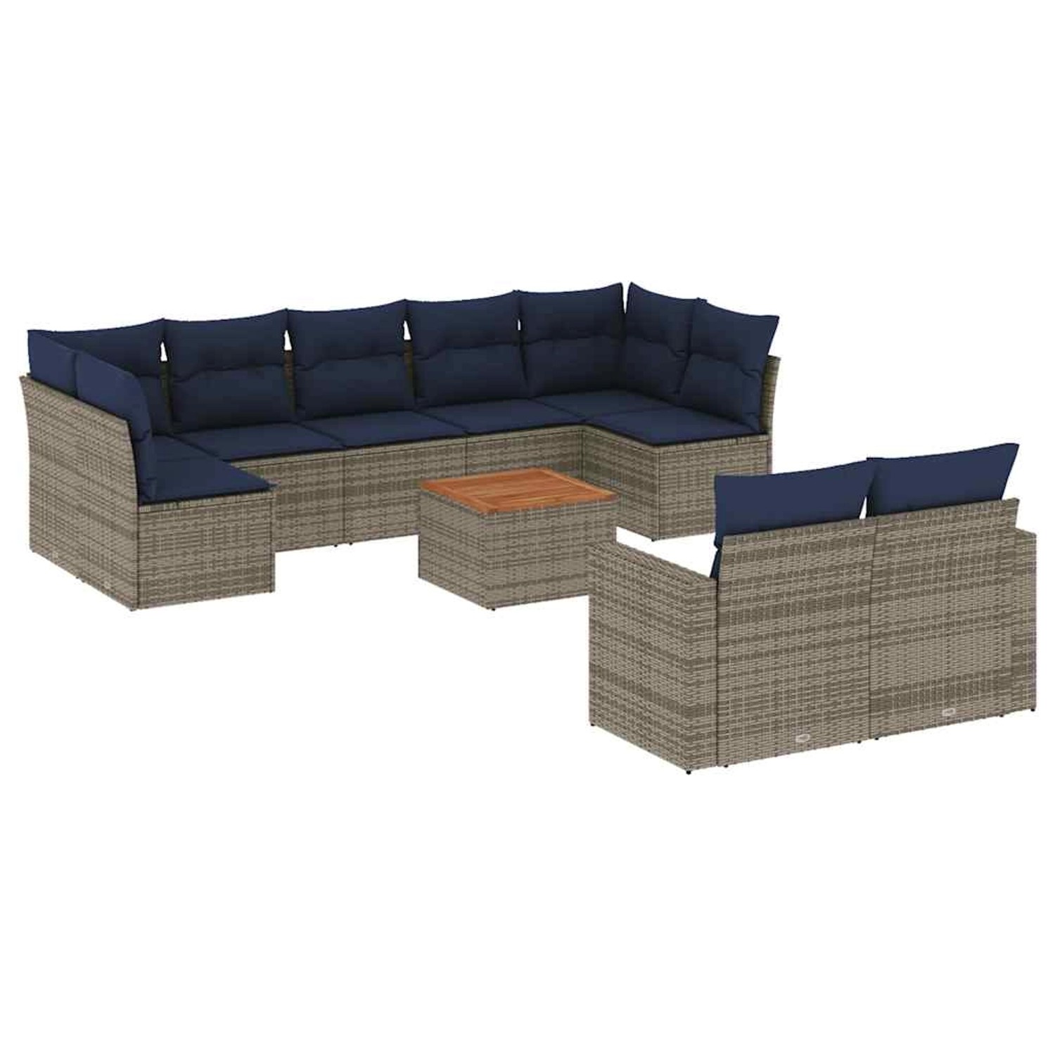 vidaXL 10-Tlg Garten-Sofagarnitur mit Kissen Grau Poly Rattan 3256607 günstig online kaufen