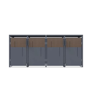 FM-SOLAR Mülltonnenbox anthrazit/Holz für 4 Mülltonne