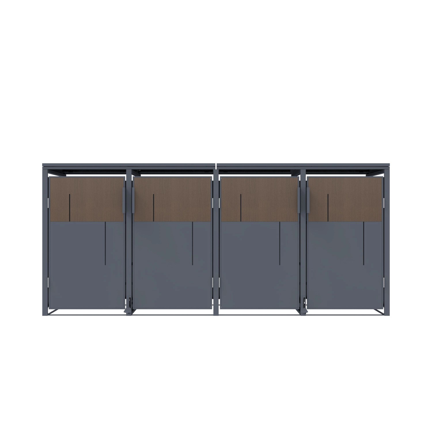 FM-SOLAR Mülltonnenbox anthrazit/Holz für 4 Mülltonne