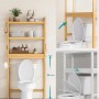 Vasagle Toilettenregal 'Carte' in Naturholzoptik mit drei Ablageflächen über einer Toilette.