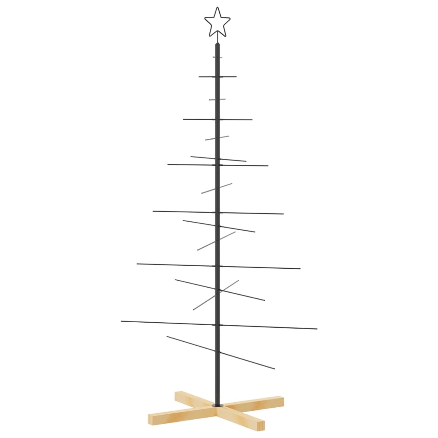 furnicato Weihnachtsbaum Metall mit Holzständer Schwarz 150 cm