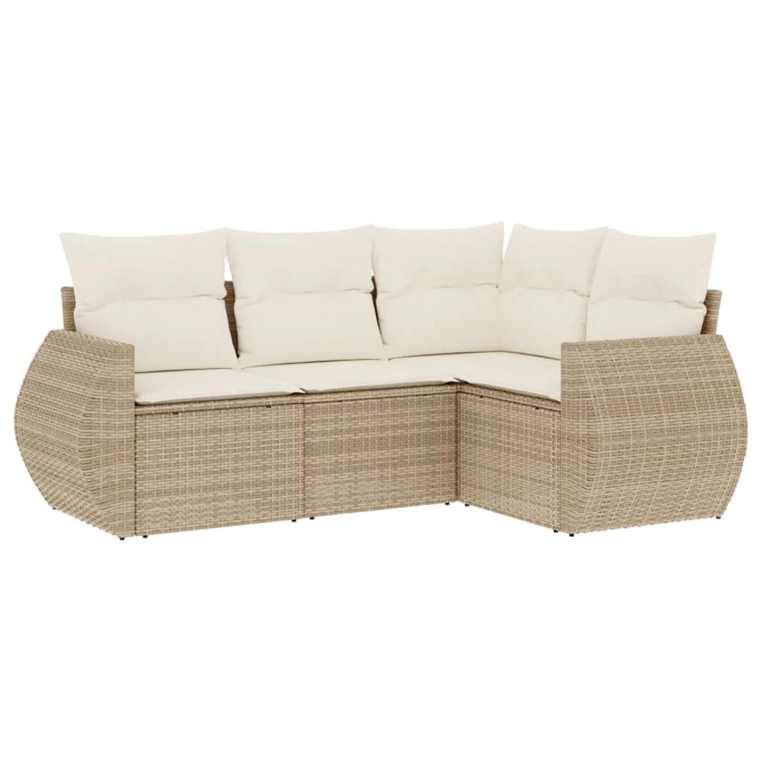 vidaXL 4-Tlg Garten-Sofagarnitur mit Kissen Beige Poly Rattan 3221307 günstig online kaufen