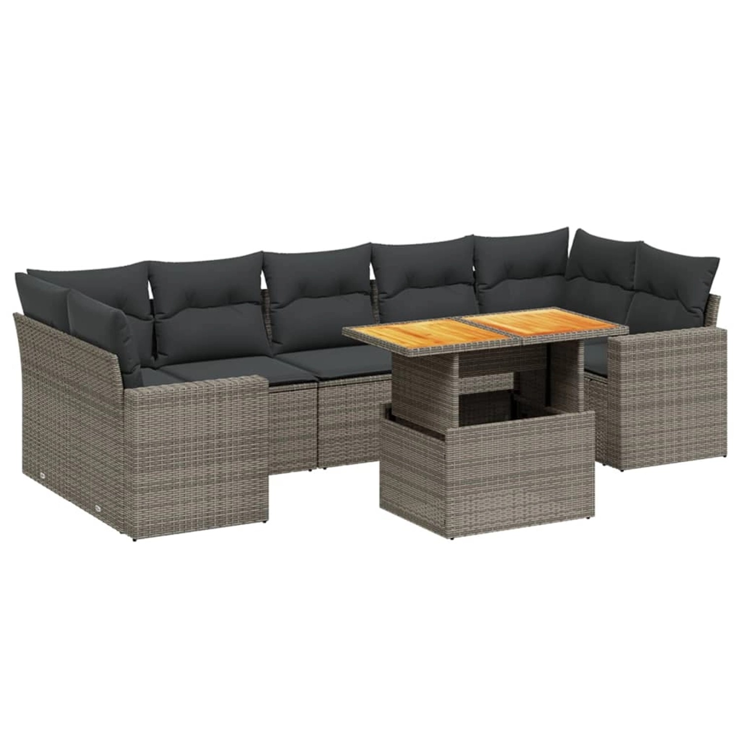 vidaXL 8-Tlg Garten-Sofagarnitur mit Kissen Grau Poly Rattan 3271228 günstig online kaufen