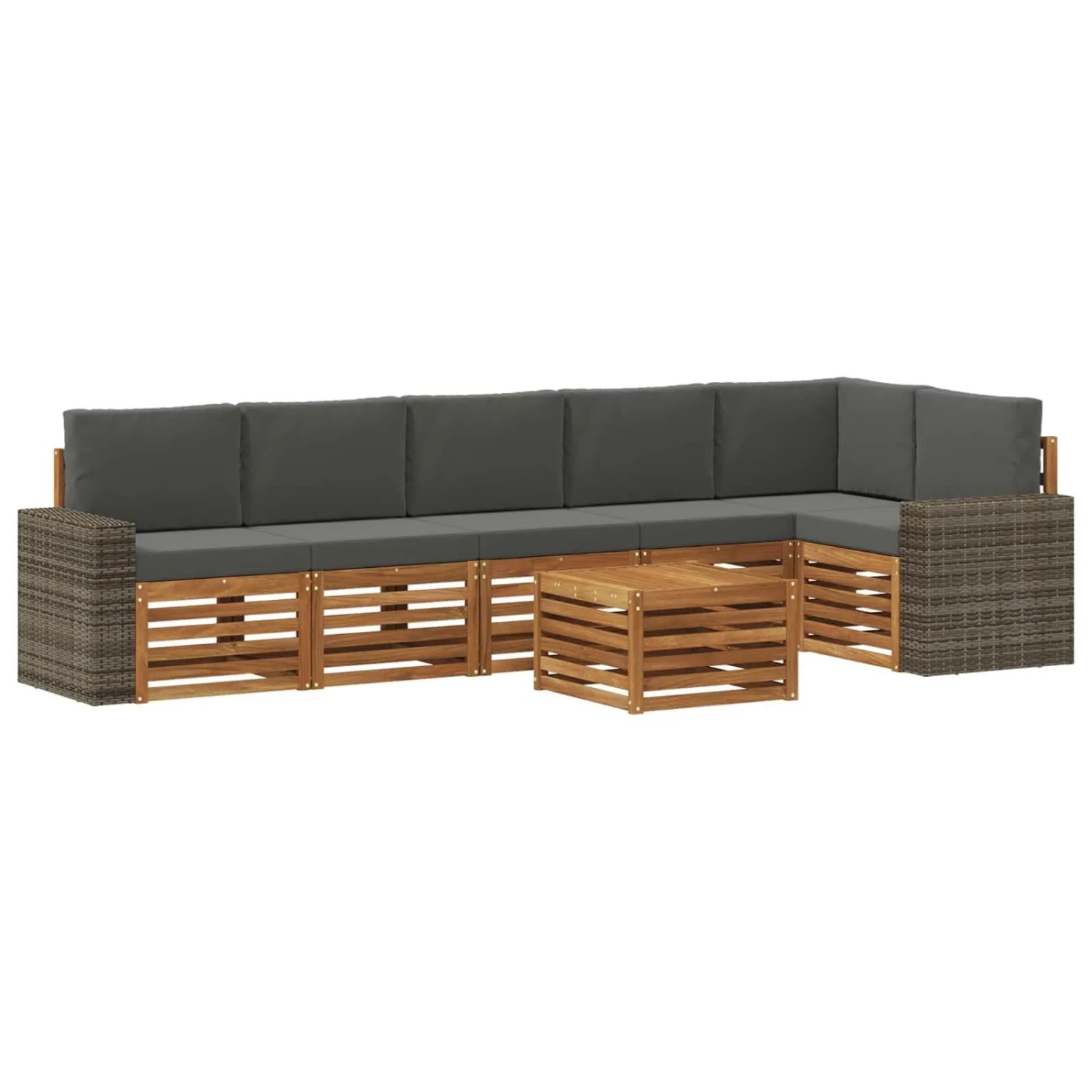 vidaXL Ecksofa Set 7 Stk Natur und Anthrazit Massivholz Akazie 3384458