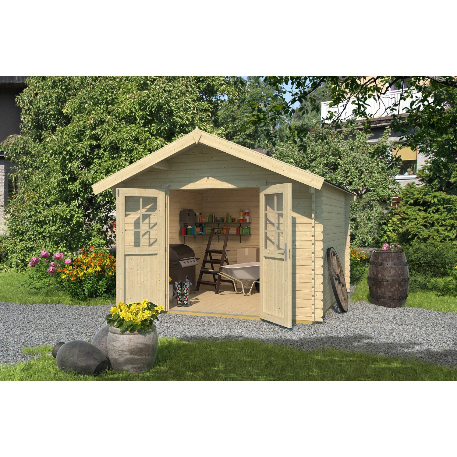 Weka Holz-Gartenhaus/Gerätehaus Satteldach Unbehandelt 360 cm