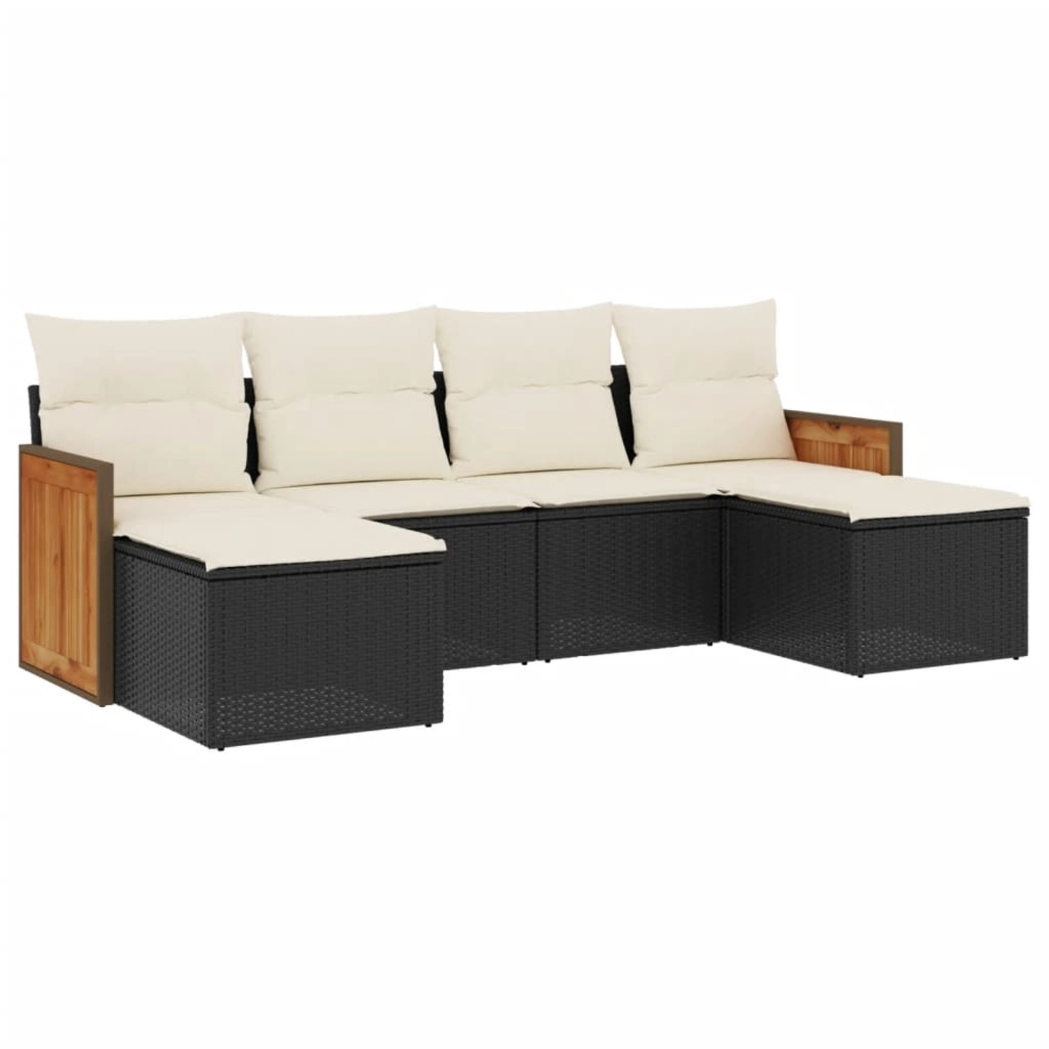 vidaXL 6-Tlg Garten-Sofagarnitur mit Kissen Schwarz Poly Rattan 3260299 günstig online kaufen