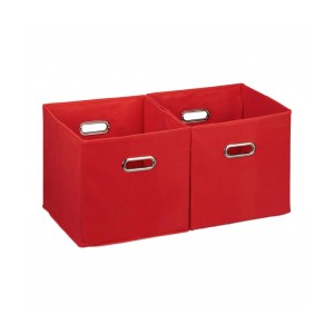 Relaxdays Aufbewahrungsbox Stoff Rot Faltbar 2er Set 30 cm x 30 cm x 30 cm