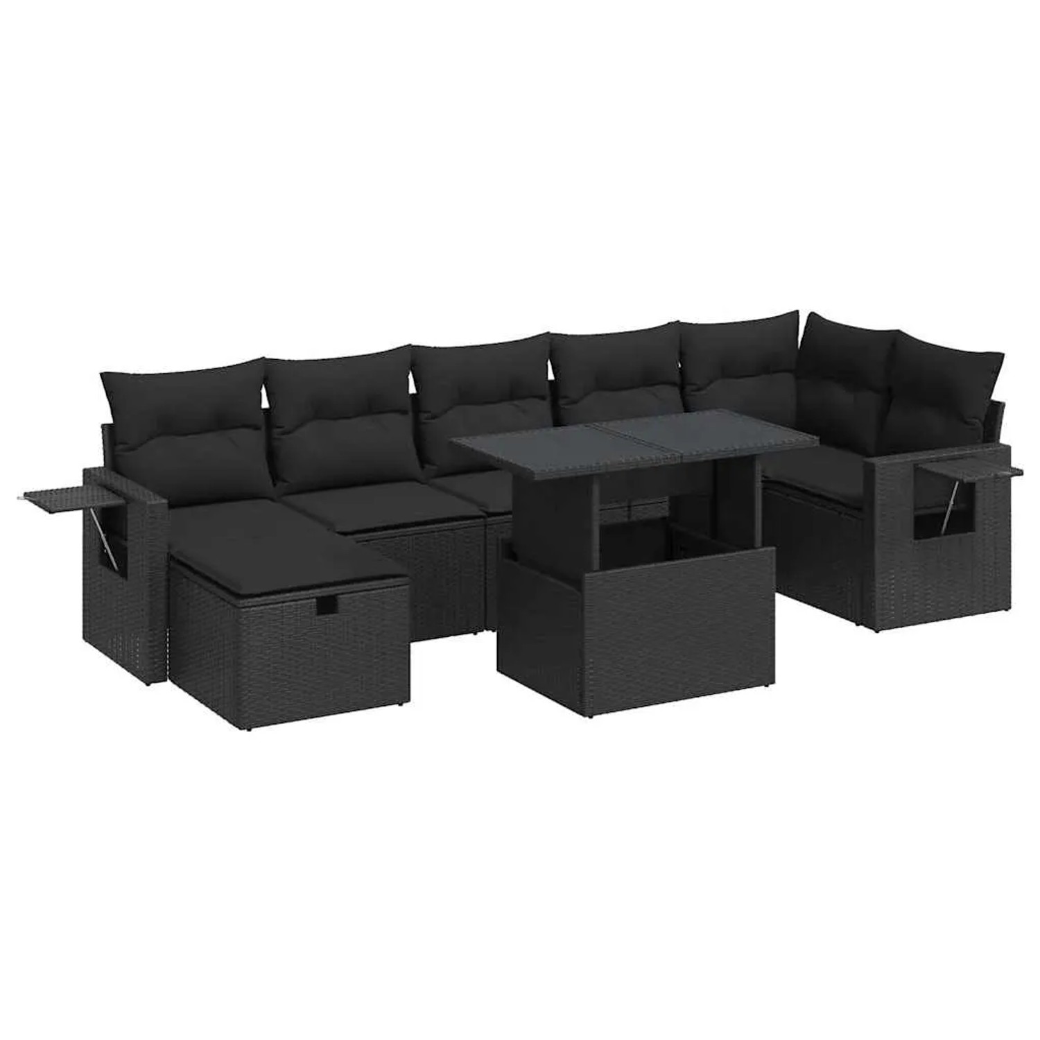 vidaXL 8-Tlg Garten-Sofagarnitur mit Kissen Schwarz Poly Rattan 3327865 günstig online kaufen