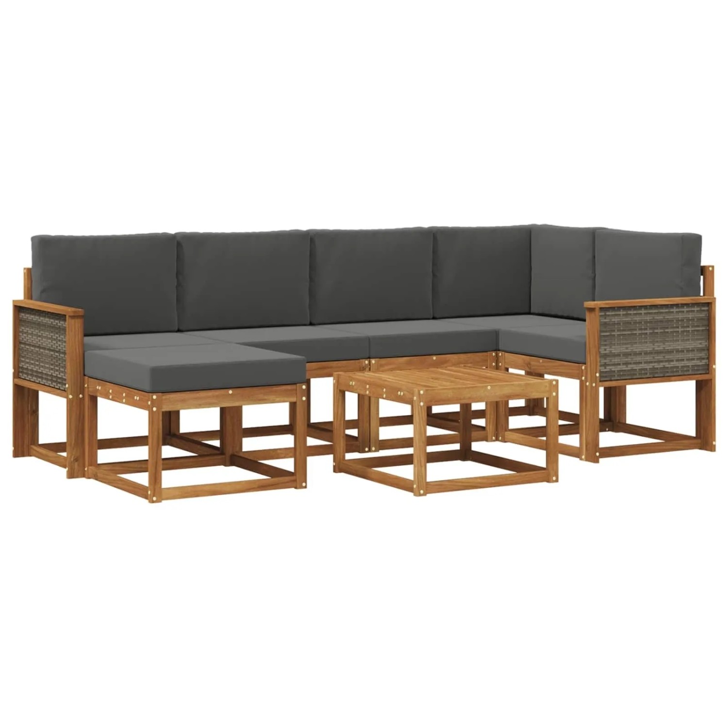 vidaXL Outdoor-Sofagarnitur mit Kissen 7 Stk Natur und Anthrazit 3385368