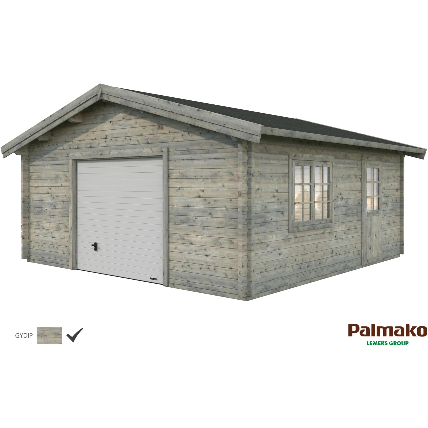 Palmako Holzgarage Roger mit Sektionaltor Grau tauchgrundiert 540 cm x 540 günstig online kaufen