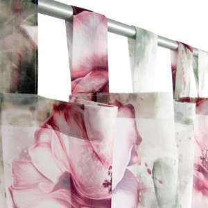 Arsvita Gardine mit Blumenmuster, Schlaufenschal, 140x245 cm, Voile
