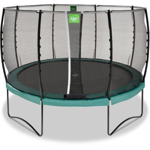 Grünes EXIT Allure Classic Trampolin Ø 366 cm mit Sicherheitsnetz.