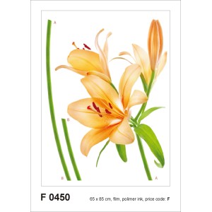 Sanders & Sanders Wandtattoo mit orange-grünen Blumen, 65x85 cm.