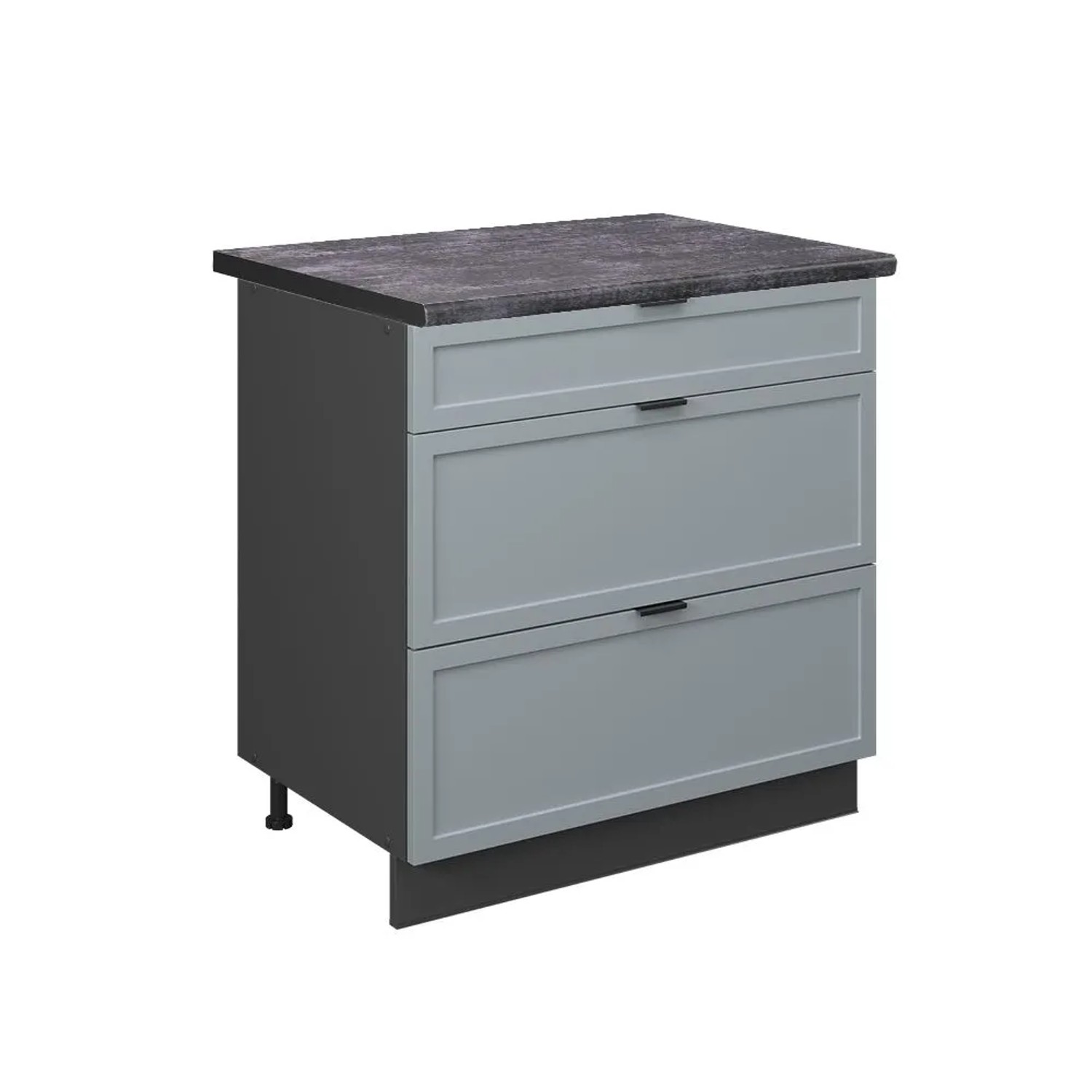 Vicco Küchenunterschrank Fame-Line HellBlau-Grau 80 cm mit 3 Schubladen AP Anthrazit