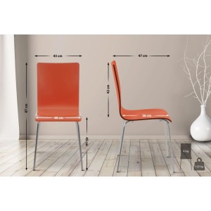 DELUKE Besucherstuhl TUNIS Holz Orange 43x47x87cm Konferenzstuhl Wartezimmerstuhl Bürostuhl