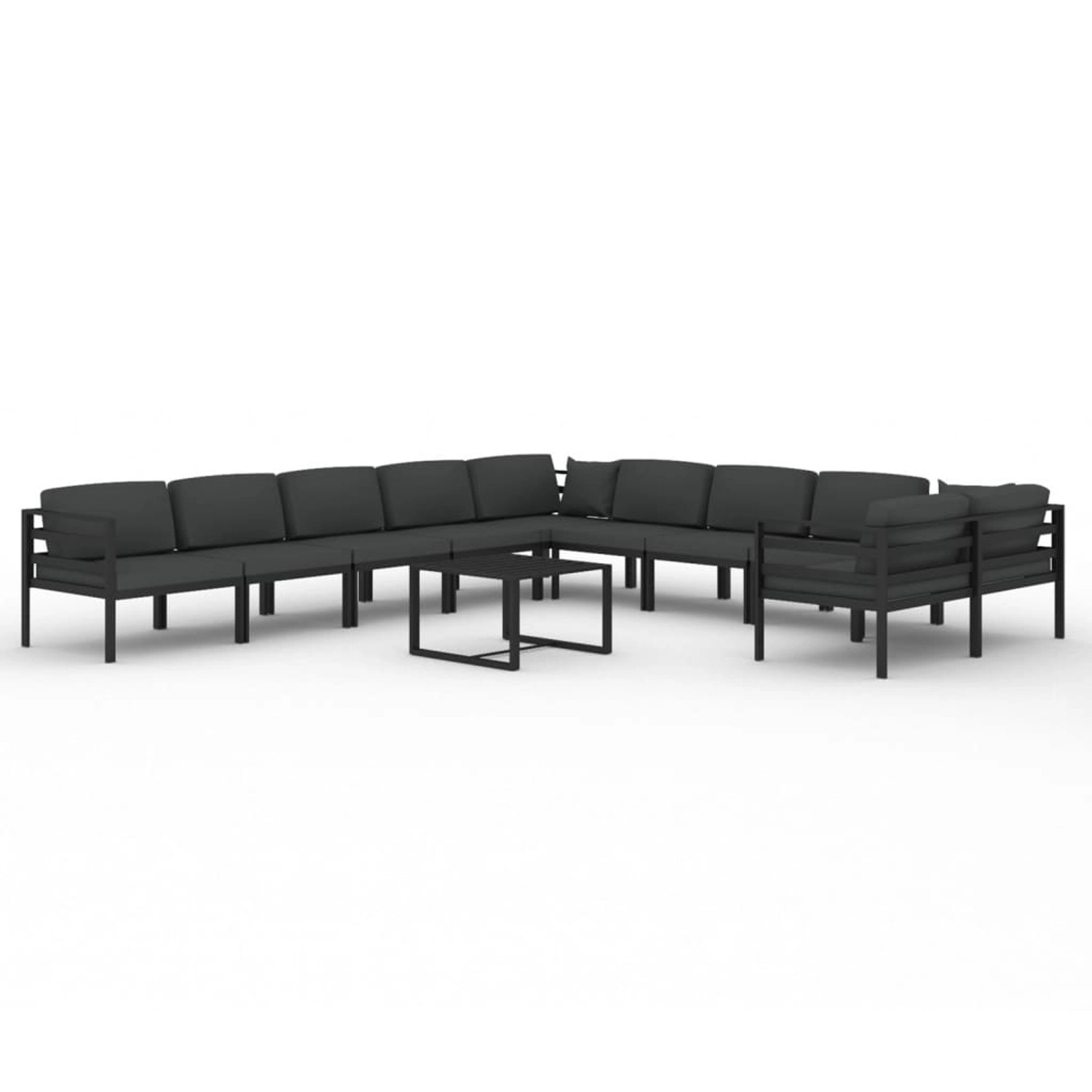 vidaXL 11-Tlg Garten-Lounge-Set mit Kissen Aluminium Anthrazit 3107828