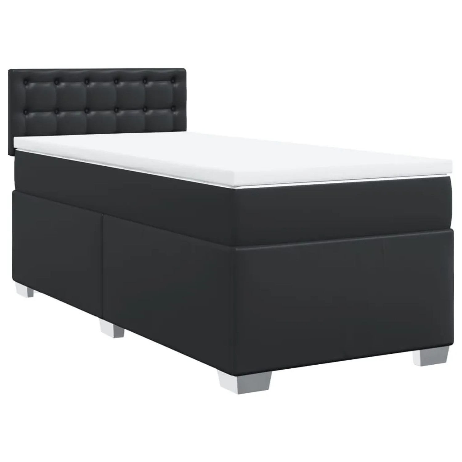 vidaXL Boxspringbett mit Matratze Schwarz 90x200 cm Kunstleder 3288404 günstig online kaufen