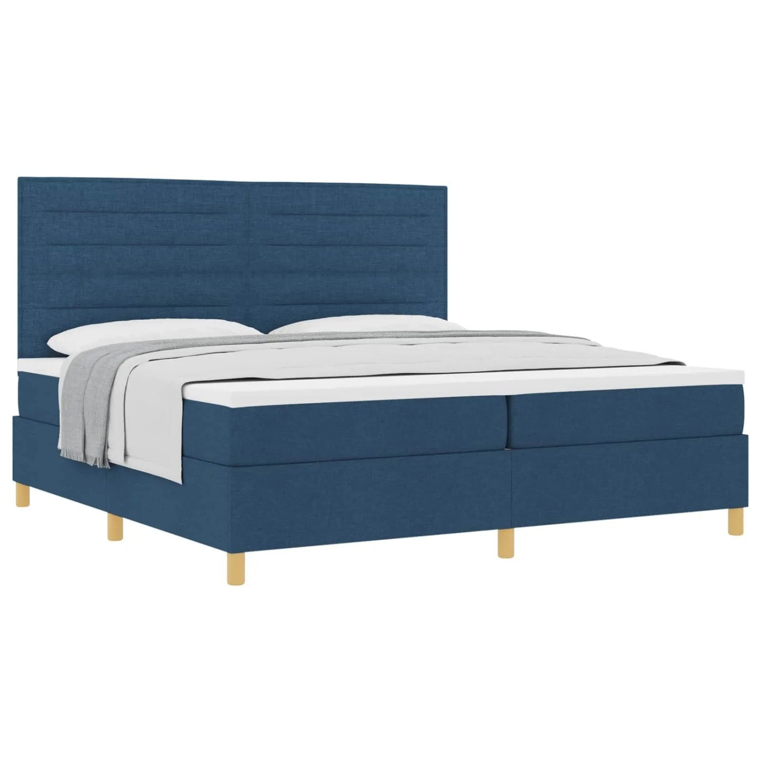 vidaXL Boxspringbett mit Matratze mit Kopfteil Blau 200 x 200 cm Stoff 3339573